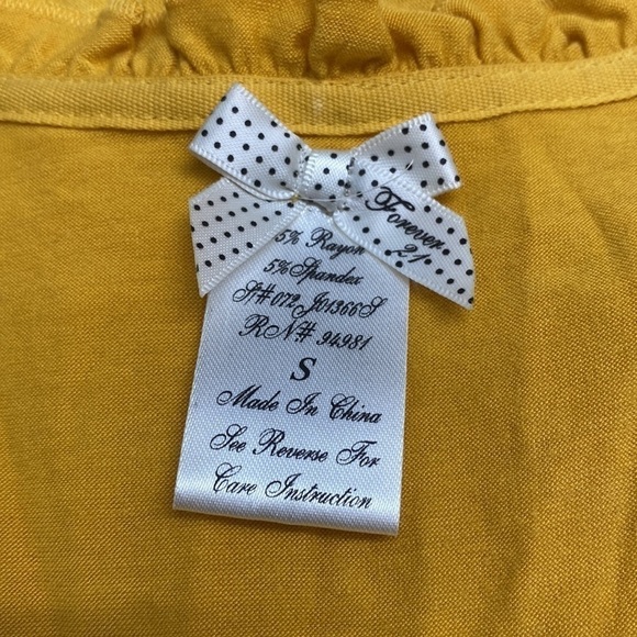 🆕 Forever 21 Short Sleeve Yellow Dress Small - Picture 10 of 10